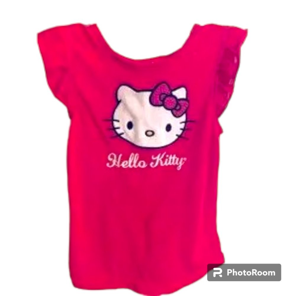 Hello Kitty pink ruffle sleeve shirt size 4‎